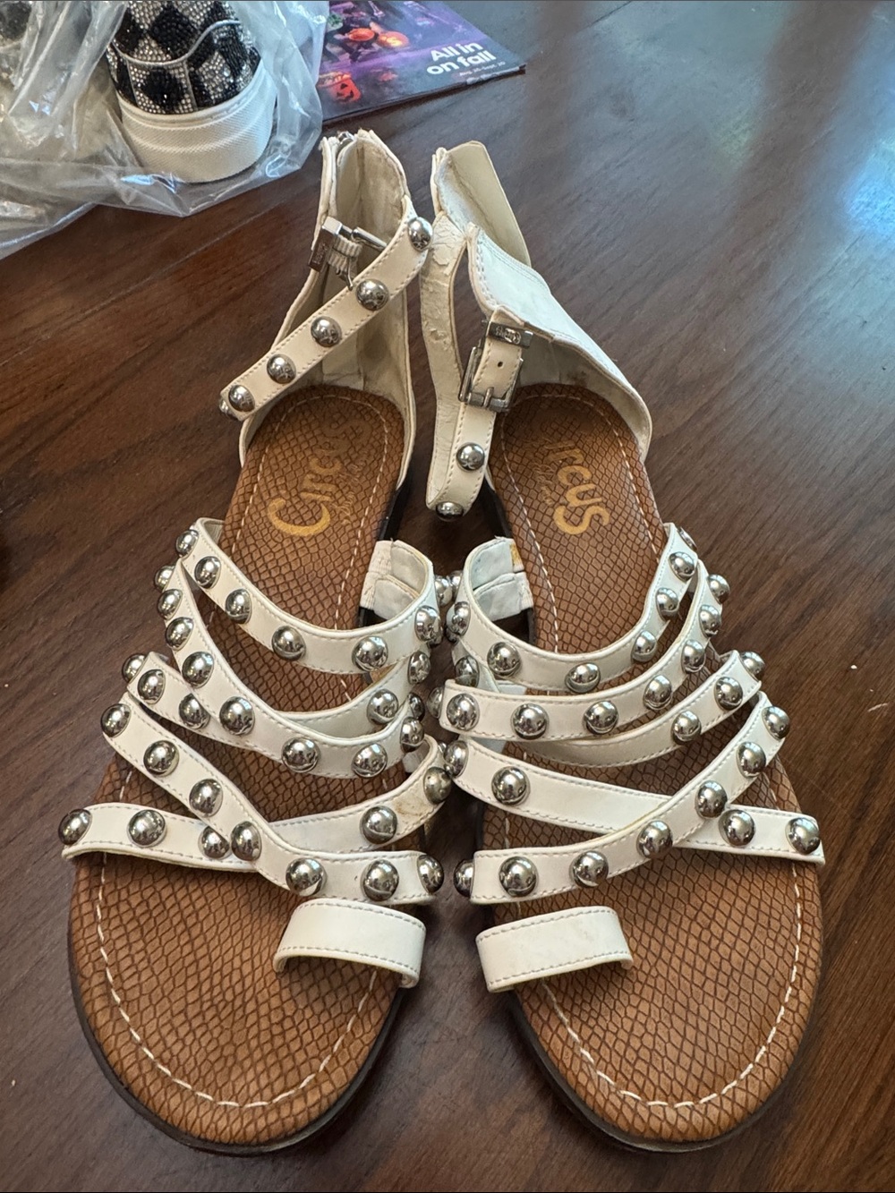 Circus by Sam Edelman White Studded Multi-Strap Sandals